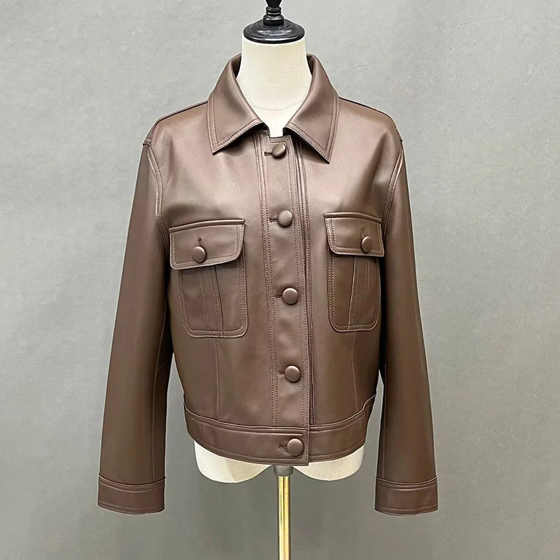 Leather Bomber Jacket 100% Real Sheepskin