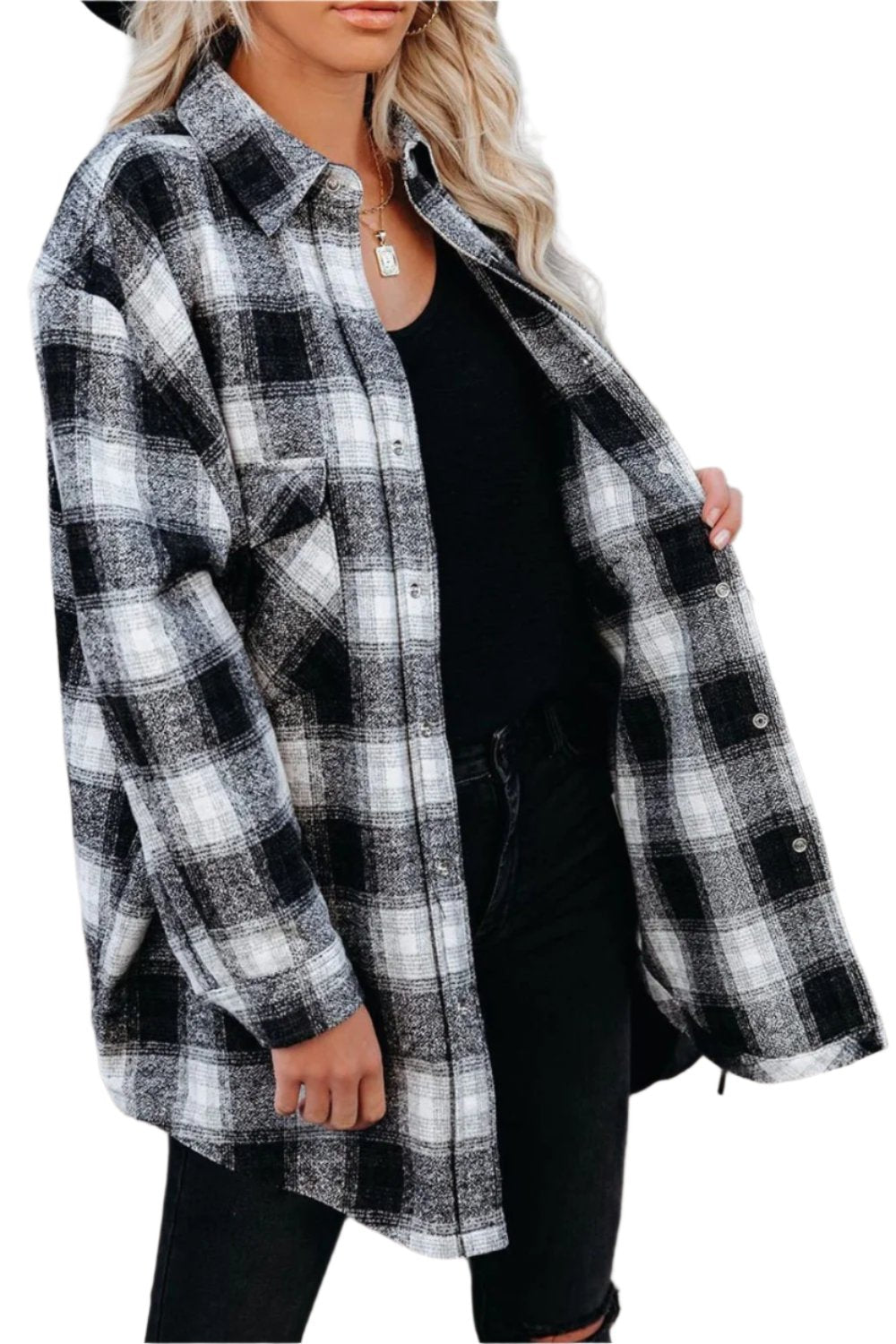 Full Size Plaid Collared Neck Long Sleeve Shirt