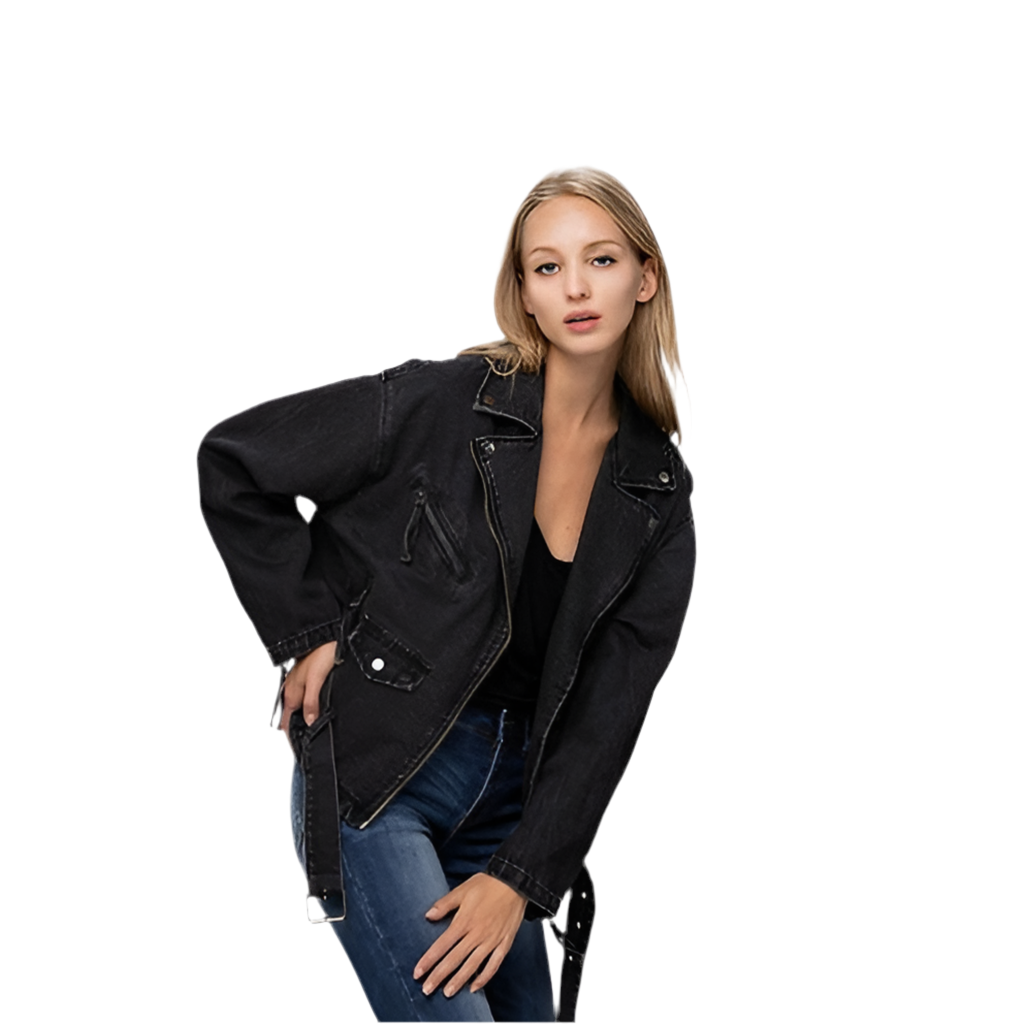 Ride or Die Oversized Denim Biker Jacket