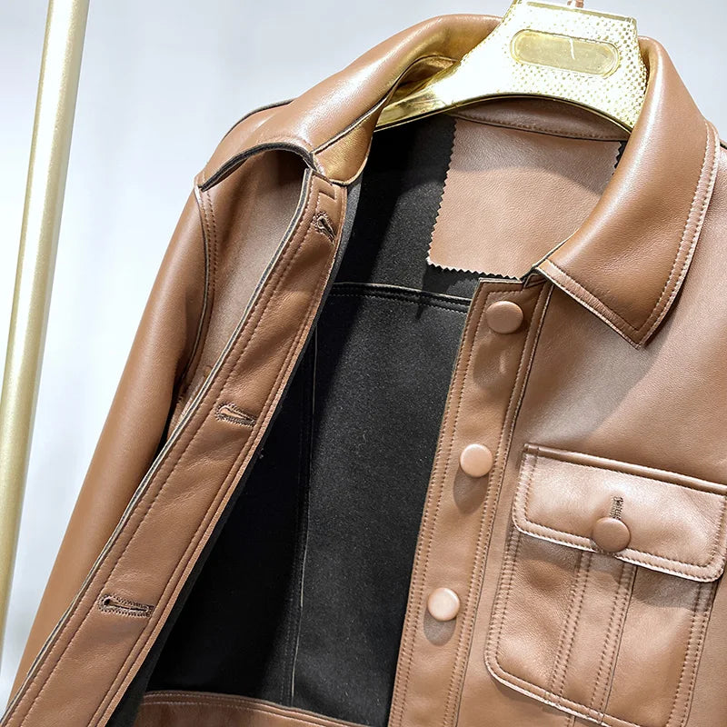 Leather Bomber Jacket 100% Real Sheepskin