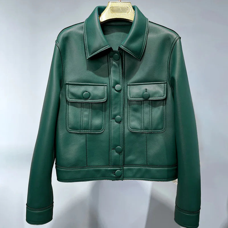 Leather Bomber Jacket 100% Real Sheepskin