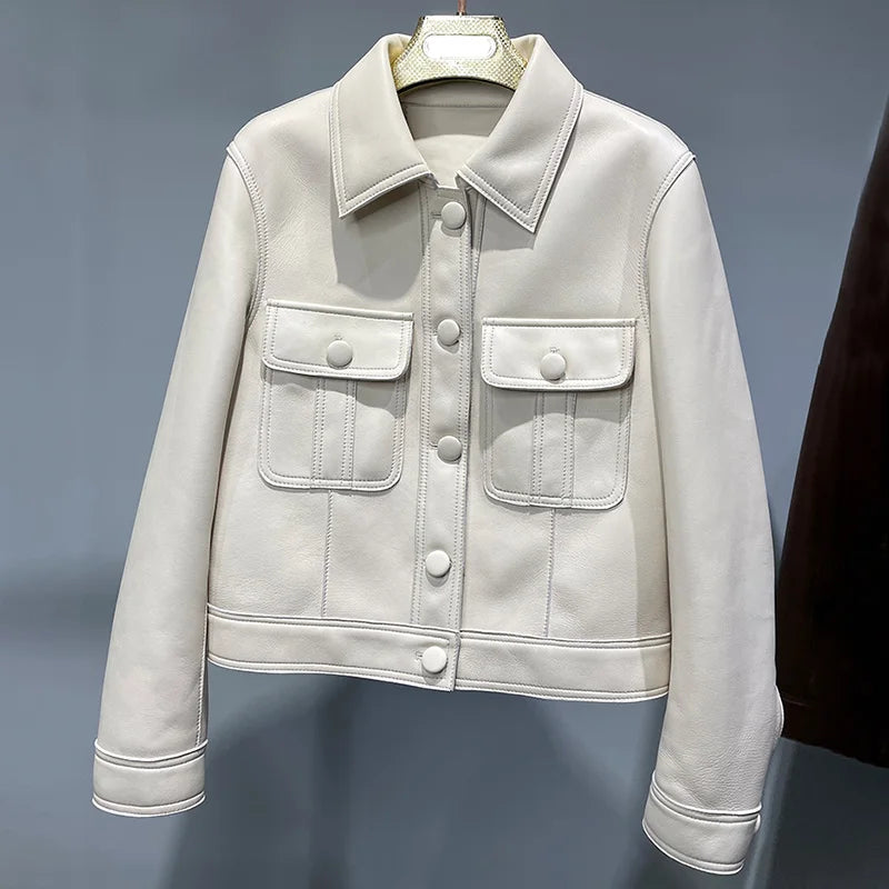 Leather Bomber Jacket 100% Real Sheepskin