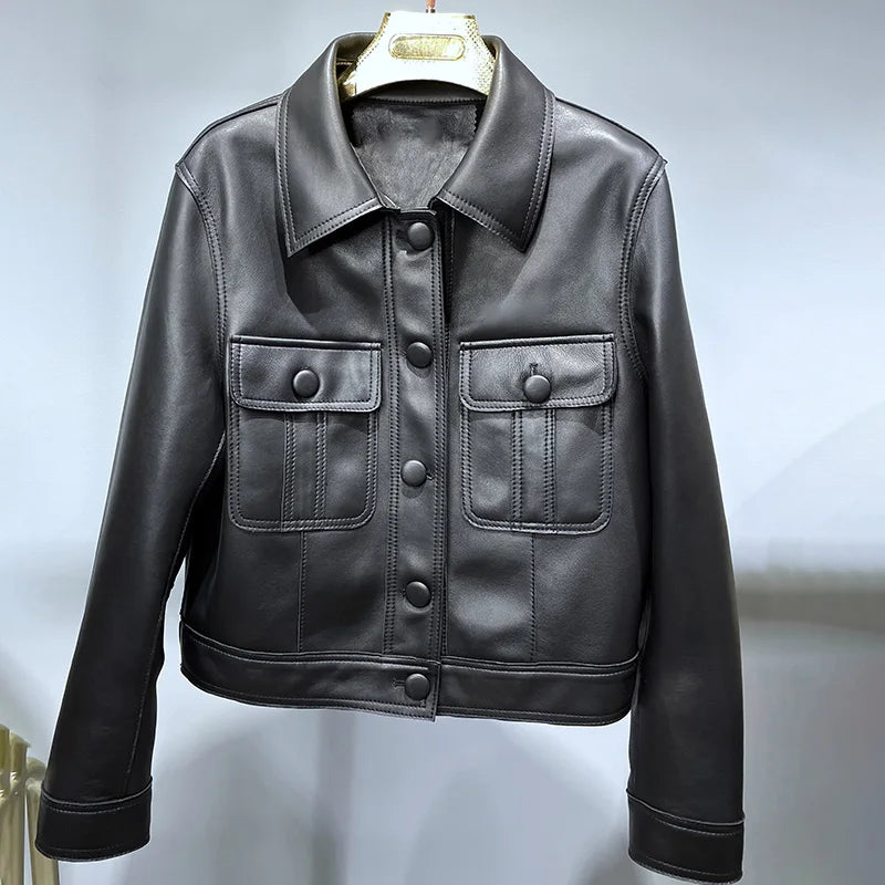 Leather Bomber Jacket 100% Real Sheepskin