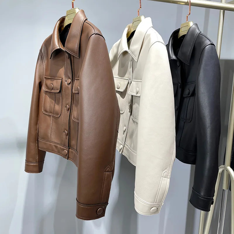 Leather Bomber Jacket 100% Real Sheepskin