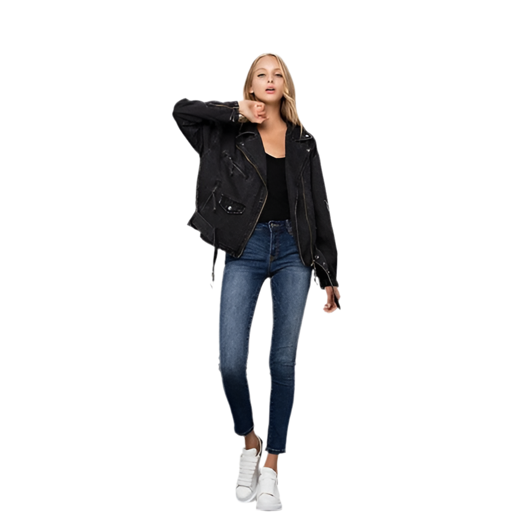 Ride or Die Oversized Denim Biker Jacket