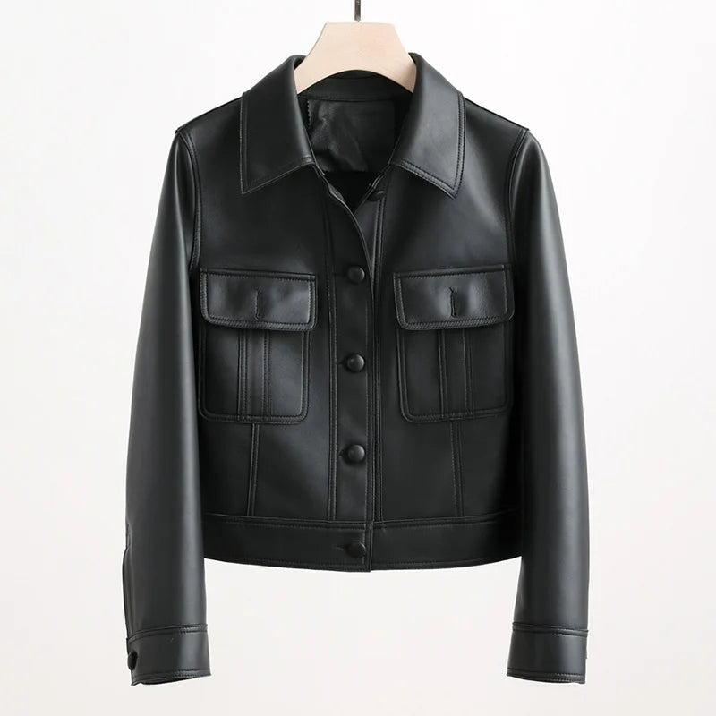 Leather Bomber Jacket 100% Real Sheepskin