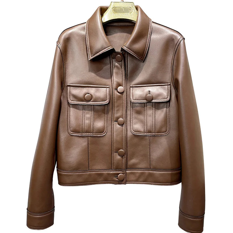 Leather Bomber Jacket 100% Real Sheepskin