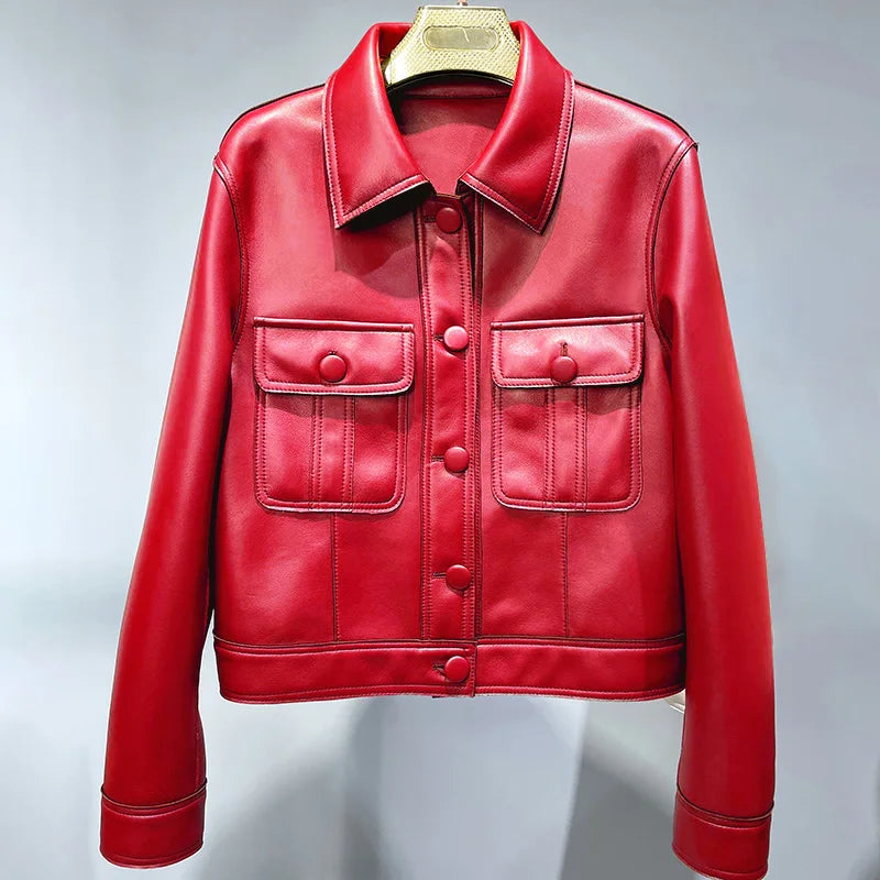 Leather Bomber Jacket 100% Real Sheepskin