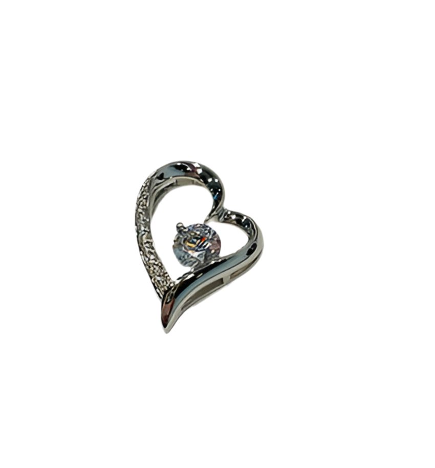 Sterling Silver Heart Pendant with Cubic Zirconia