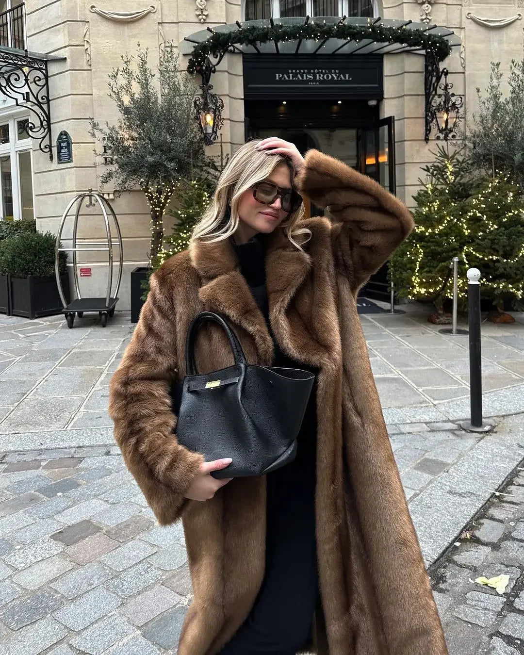 Brown Faux Fur Long Coat