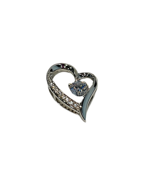 Sterling Silver Heart Pendant with Cubic Zirconia