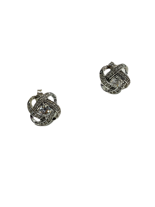 Sterling Silver Stud Earrings with Cubic Zirconia