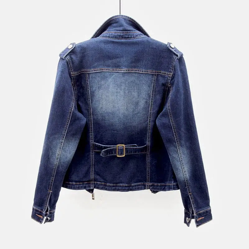 Dark Wash Denim Motorcycle Jacket