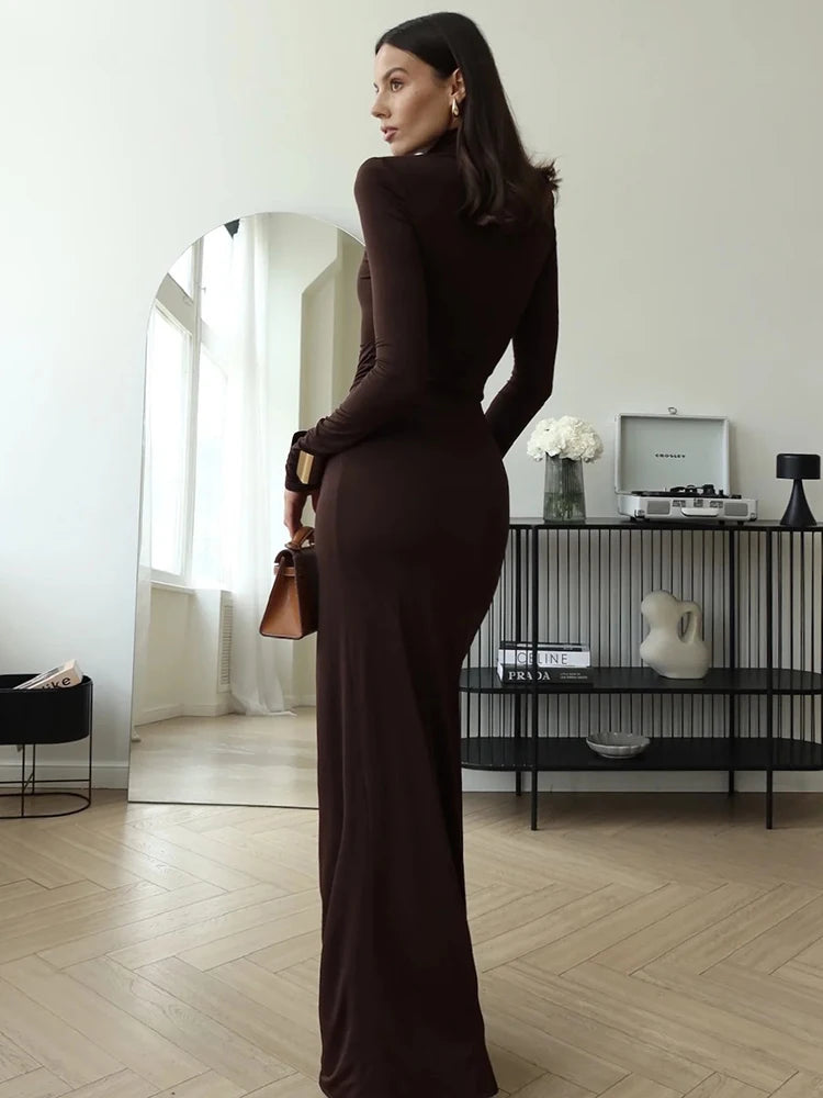 Long Sleeve Turtleneck Maxi Dress