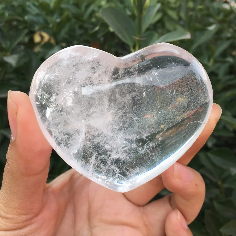 Natural White Quartz Crystal Heart