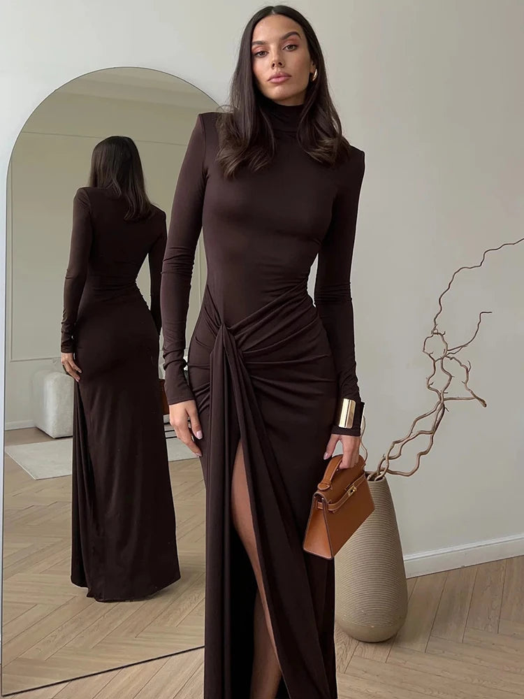 Long Sleeve Turtleneck Maxi Dress