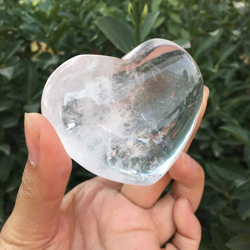 Natural White Quartz Crystal Heart