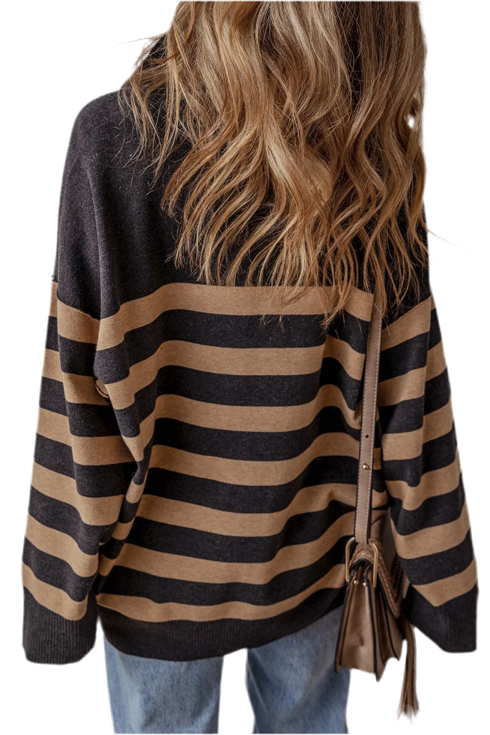 Striped Half Zip Boyfriend Sweater