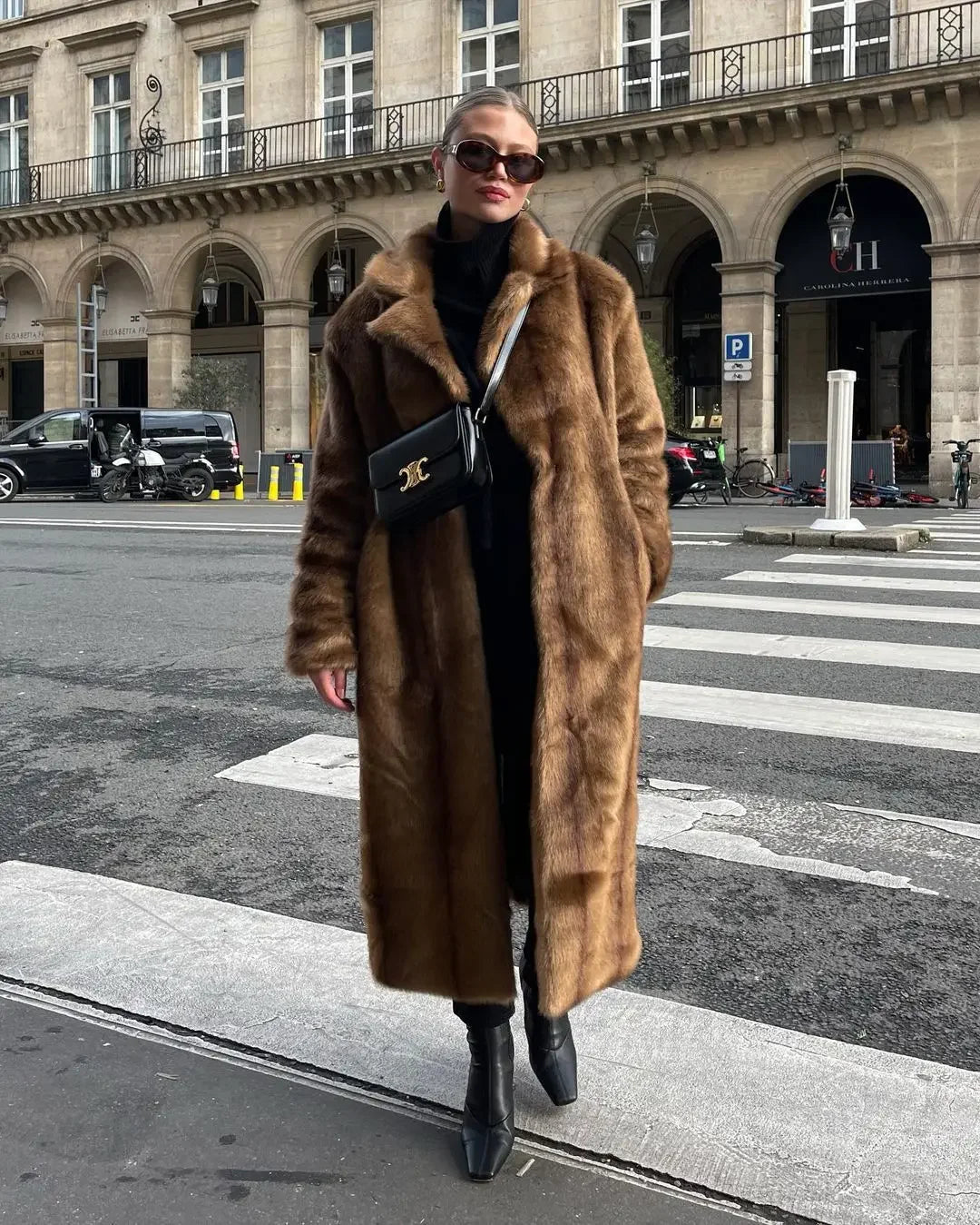 Brown Faux Fur Long Coat