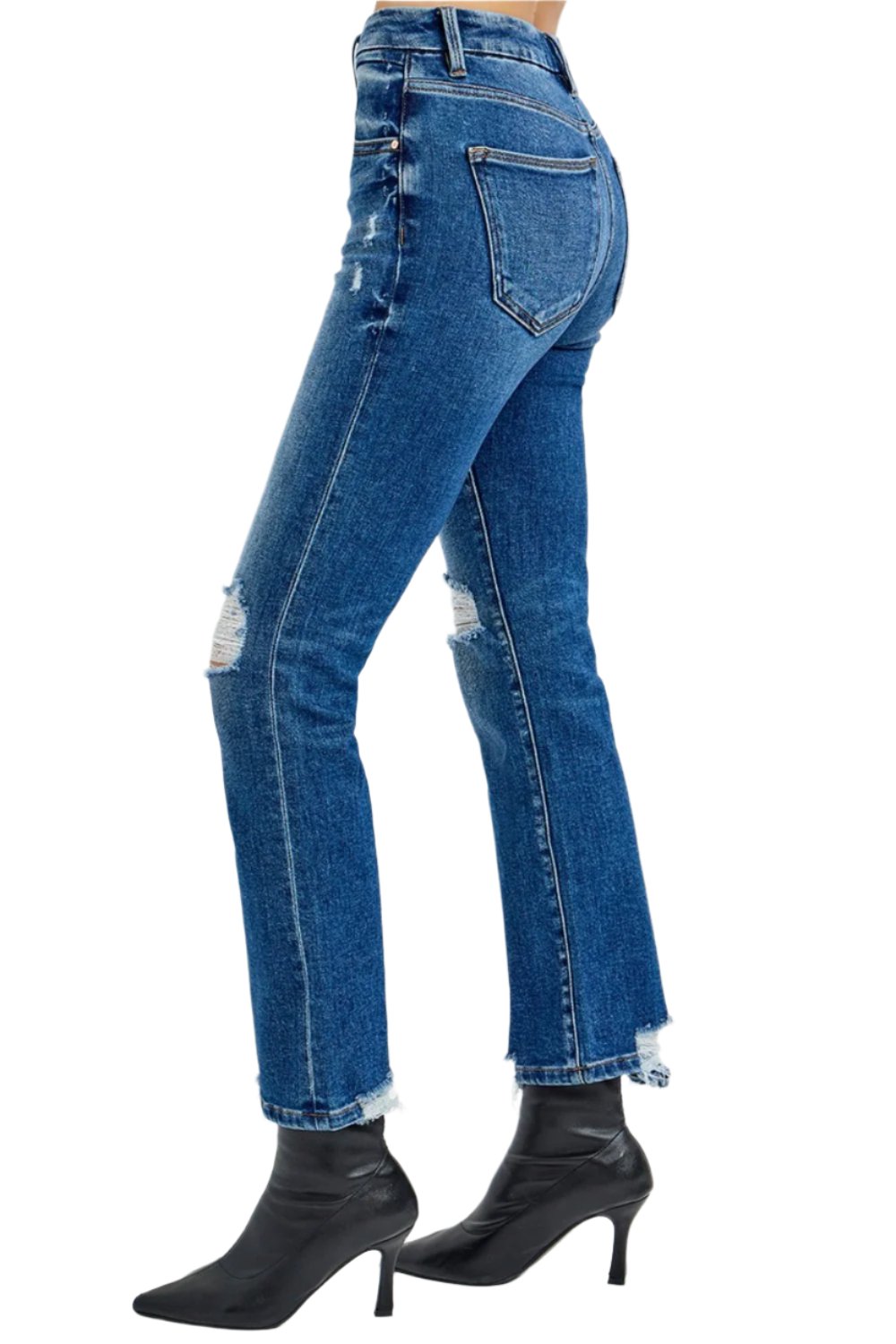 RISEN Full Size High Rise Distressed Crop Straight Jeans