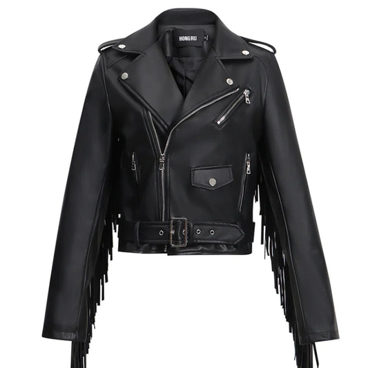 Leather Fringed Motorcycle Jacket