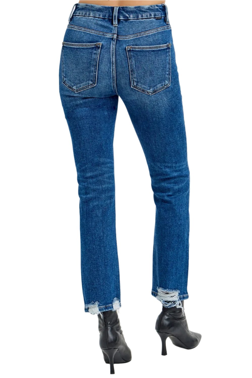 RISEN Full Size High Rise Distressed Crop Straight Jeans