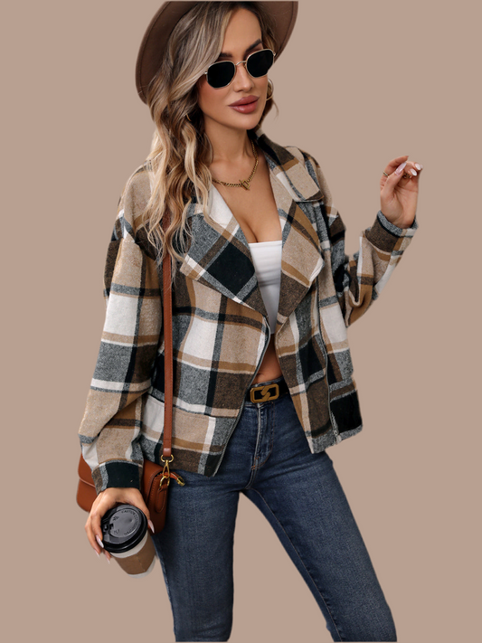 Plaid Biker Style Jacket