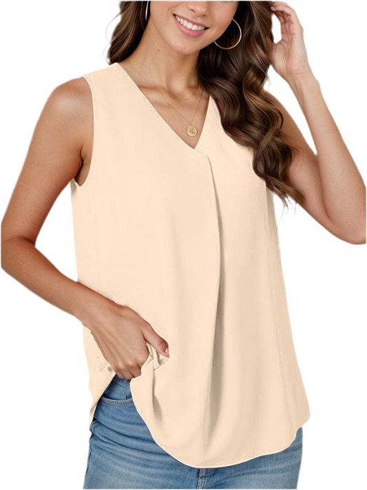 Full Size Ruched V-Neck Tank