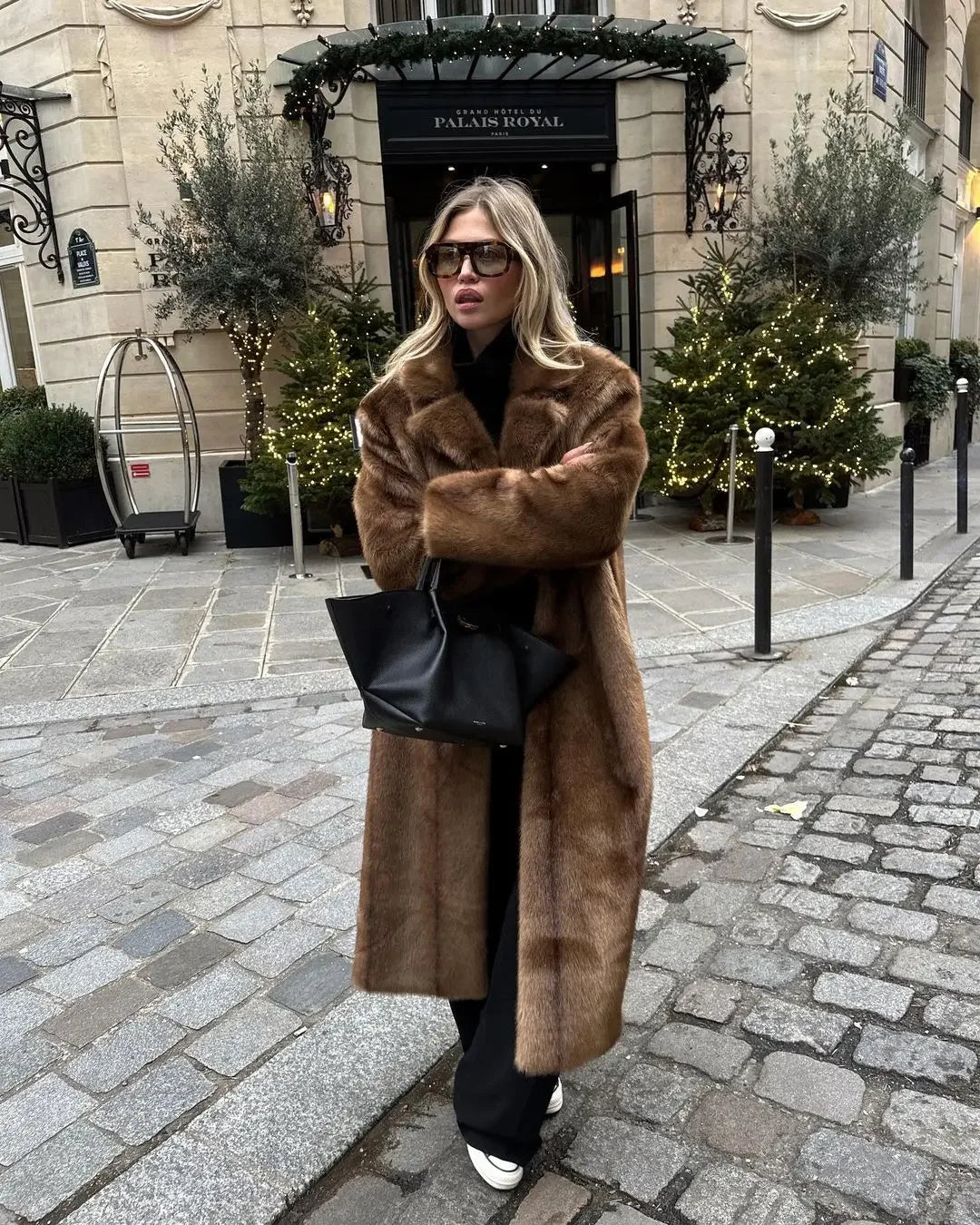 Brown Faux Fur Long Coat