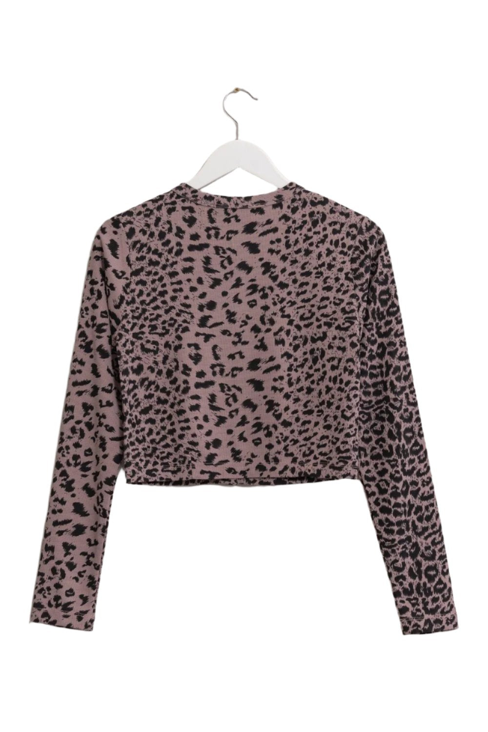 HYFVE Animal Print Snap Down Crop Cardigan