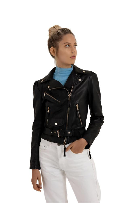 Genuine Leather Belt Biker Jacket