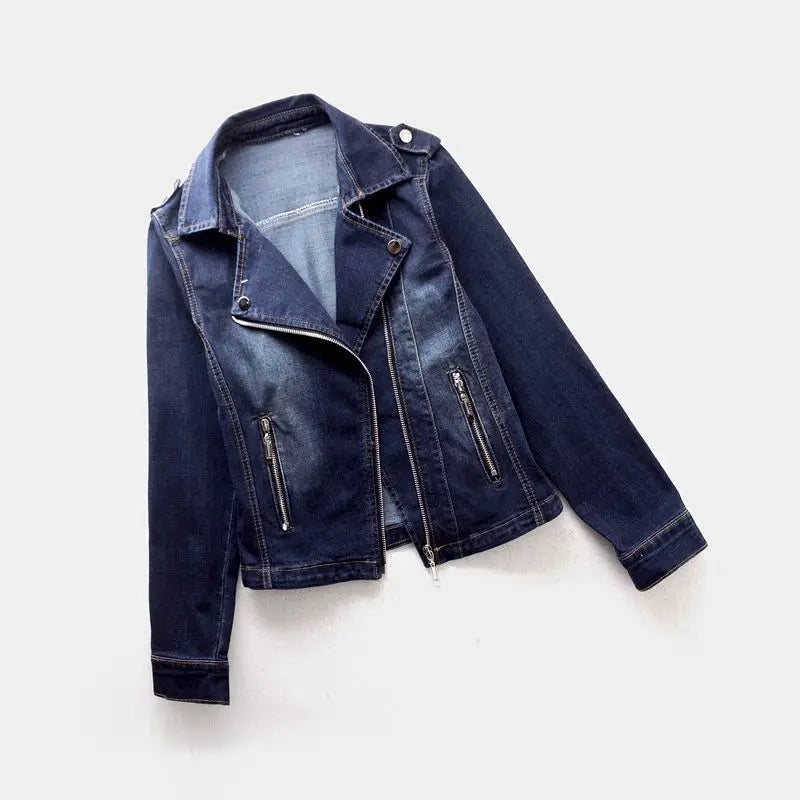 Dark Wash Denim Motorcycle Jacket