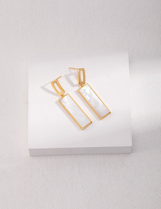 Rectangular Shaped Drop Shell Earrings