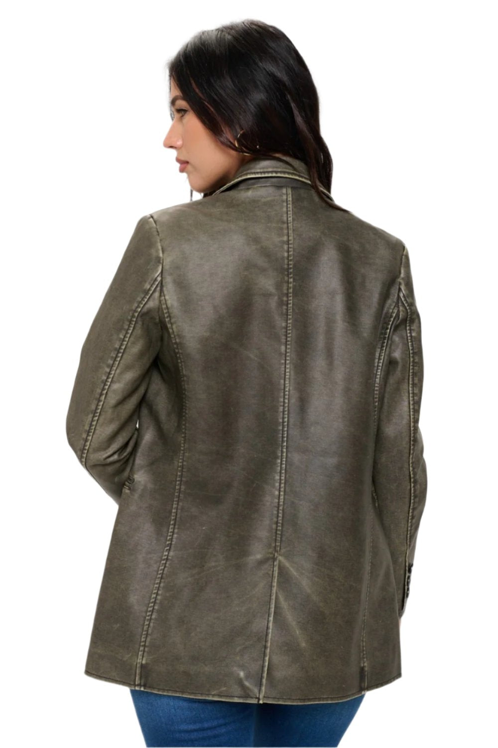 Coalition LA Single-Breasted Vegan Leather Blazer