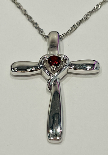 Sterling Silver Cross Necklace With Heart