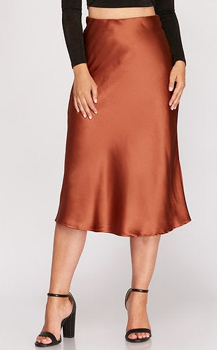 Rory Satin Midi Skirt