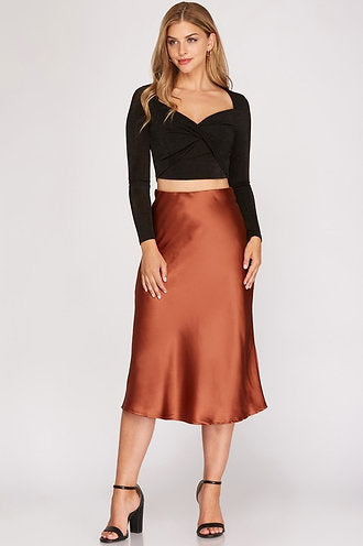 Rory Satin Midi Skirt