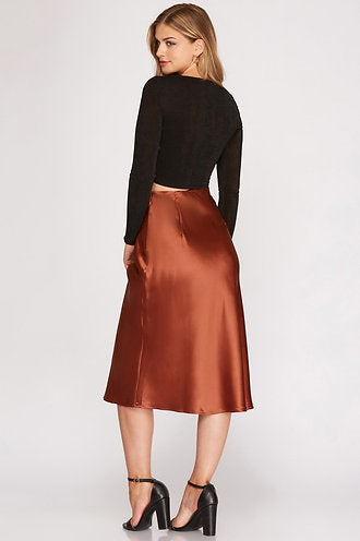 Rory Satin Midi Skirt