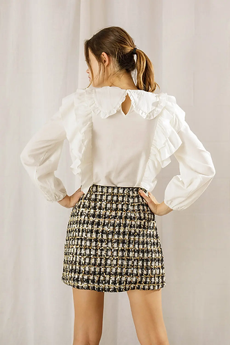 Tweed Gingham and Sequin Mini Skirt