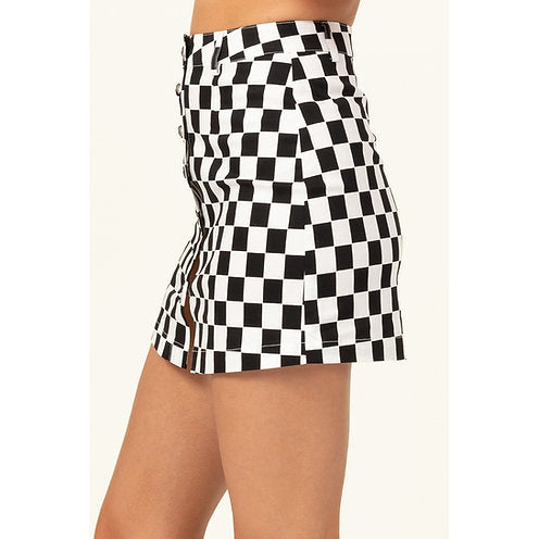 Checked Off My List Checker Print Mini Skirt