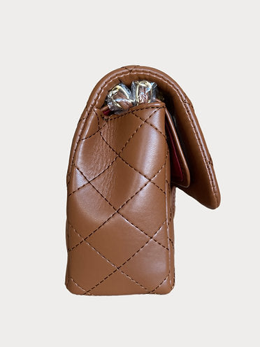 Quilted Leather Chain Bag (Cognac)