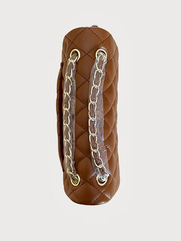 Quilted Leather Chain Bag (Cognac)