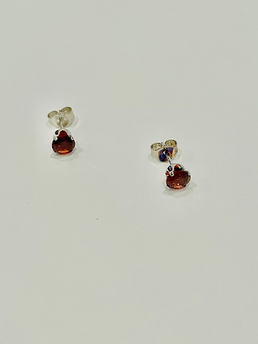 Ruby Sterling Silver Stud Earrings