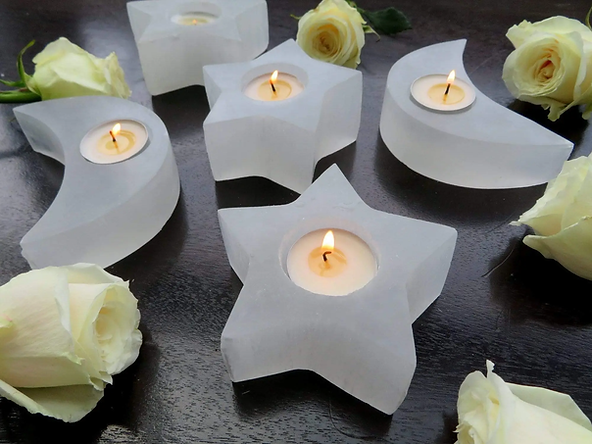 Selenite Star Tealight Candle Holder