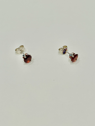 Ruby Sterling Silver Stud Earrings