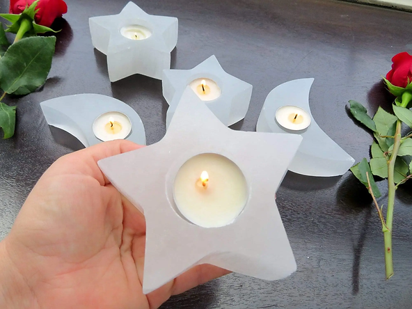 Selenite Star Tealight Candle Holder