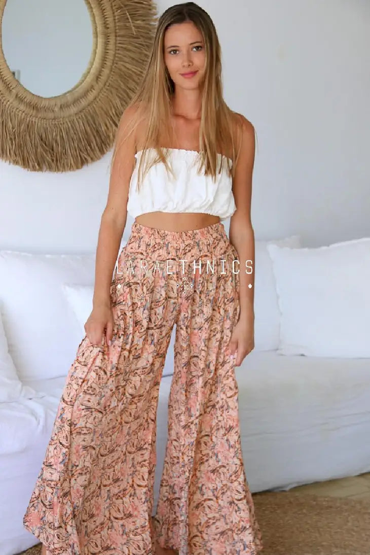 Laguna Beach Wide-Leg Flowy Pants With Gold Detail