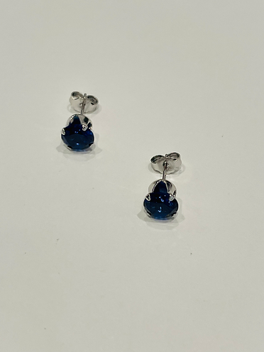 Sapphire Sterling Silver Stud Earrings