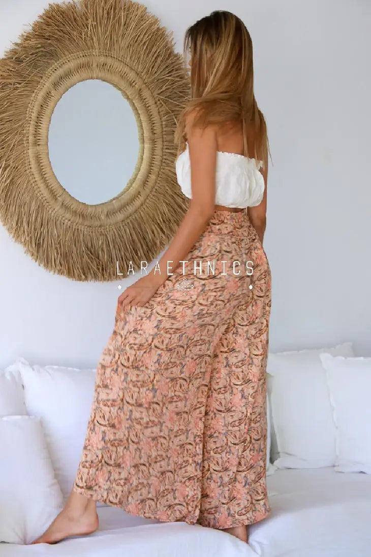 Laguna Beach Wide-Leg Flowy Pants With Gold Detail