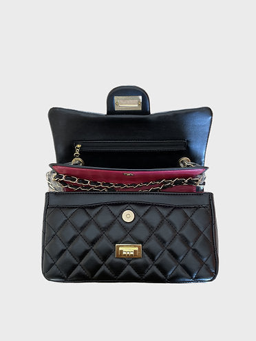 Quilted Leather Chain Bag (Black)